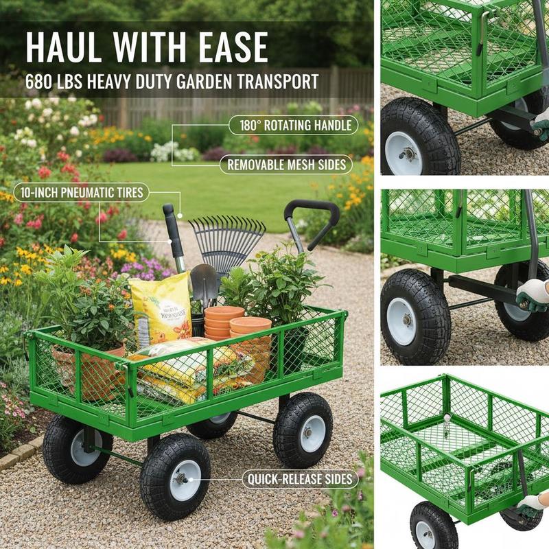 Steel Garden Cart 680 Lbs For  – Heavy Equipment Working Bewertung und Preis