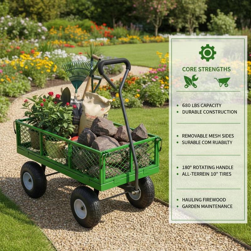 Steel Garden Cart 680 Lbs For  – Heavy Equipment Working Bewertung und Preis