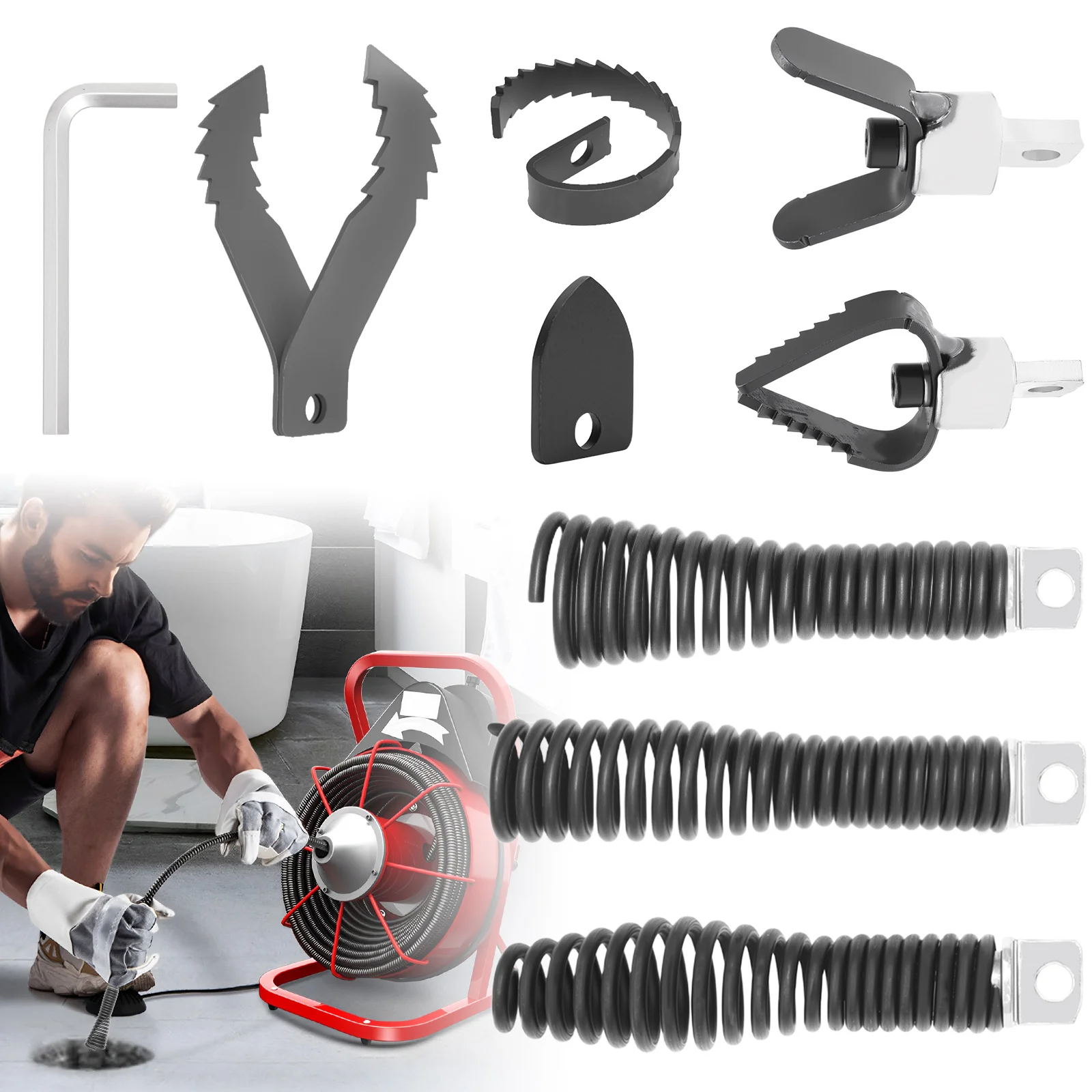 8Pcs Drain Snake Drill Attachm – Auger Drill Attachment Bewertung und Preis