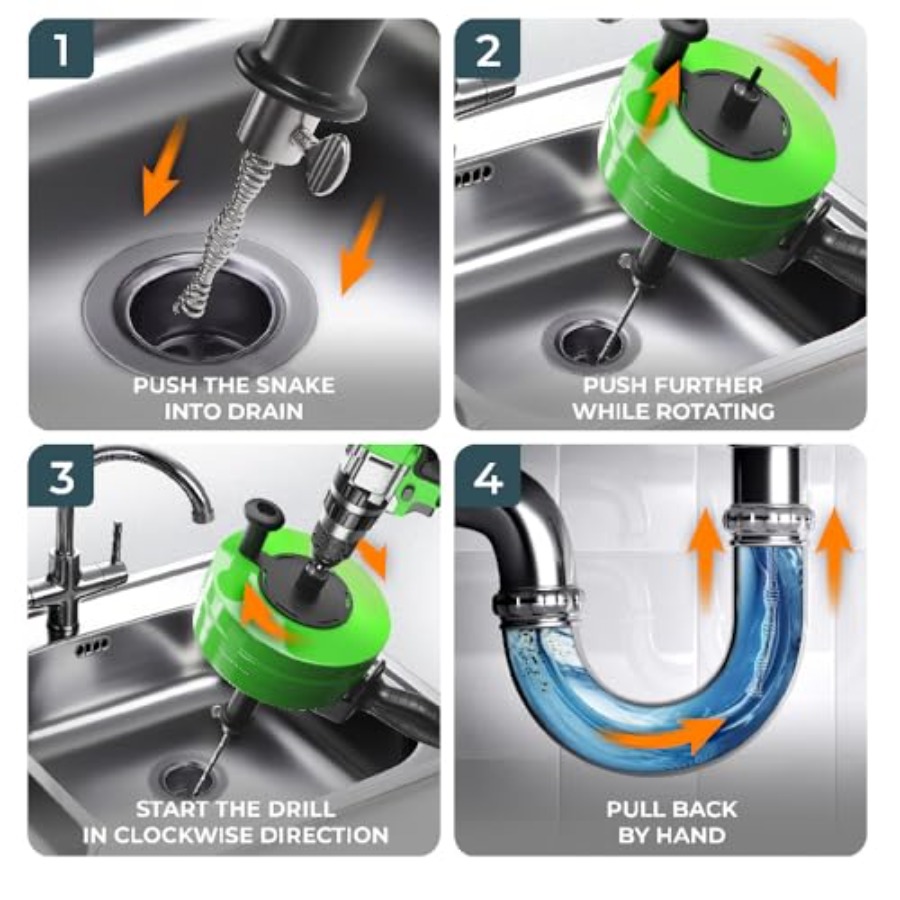 【Spot goods】drain snake [50FT] – Auger Drill Attachment Bewertung und Preis